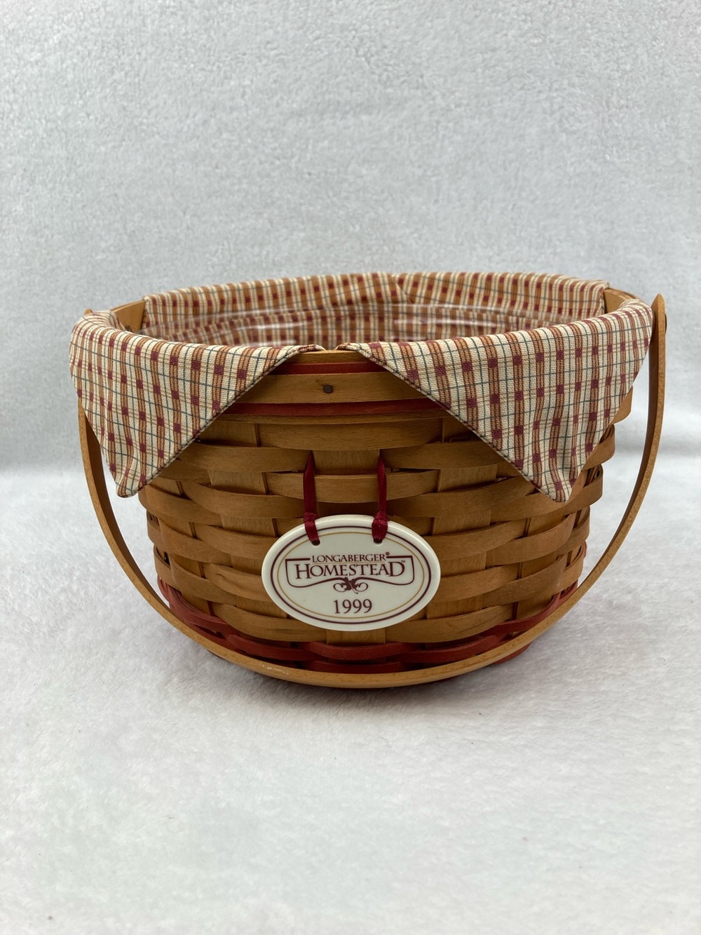 VTG 1999 Longaberger Homestead Basket Handled 9.75”, no Lid